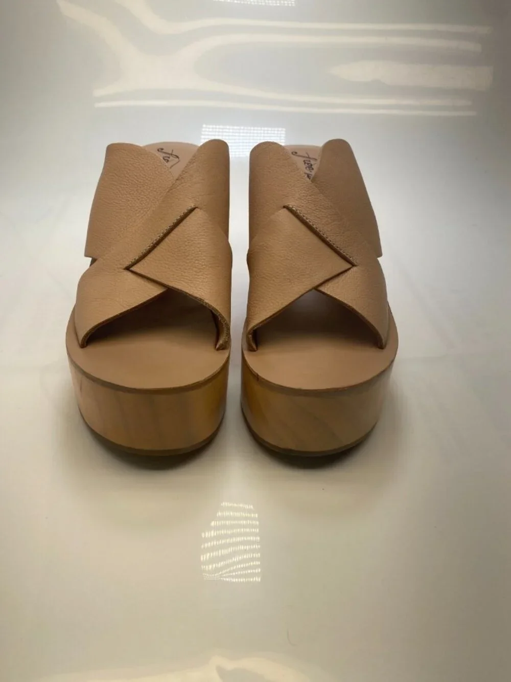 Free People Women's Kora Pink Leather Platform Heel Sandal Sz 41- USA  11